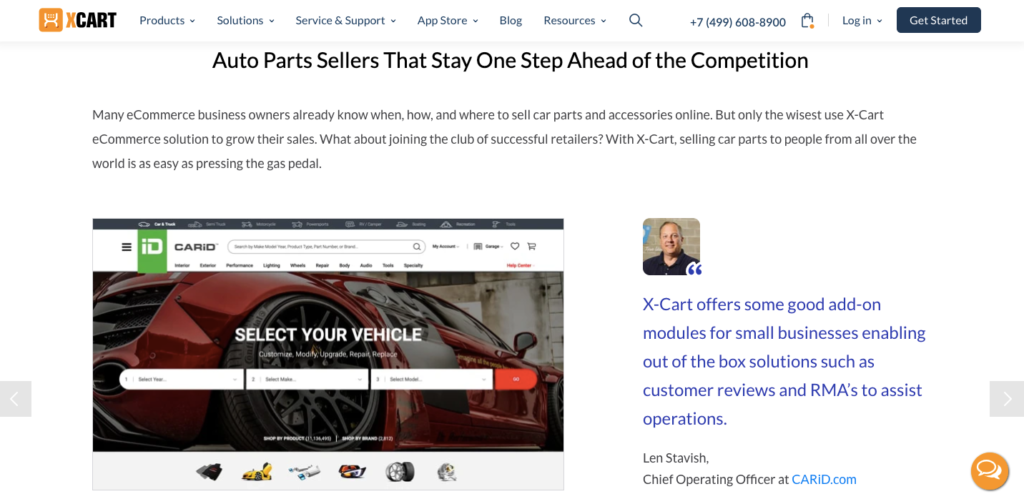 x-cart, xcart auto parts website